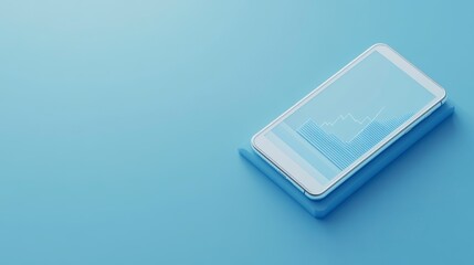 Poster - 3D rendered light blue smartphone displaying data graph