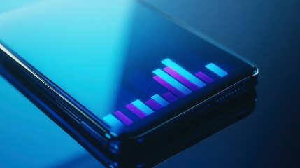 Poster - Smartphone display showing bar graph, modern device, data visualization, technology
