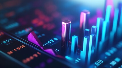 Poster - Financial data graph, rising trends, digital display