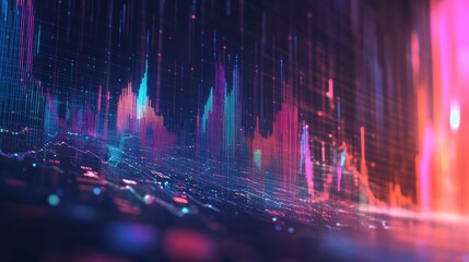 Aufkleber - Abstract data visualization, digital graph, vibrant colors, modern technology