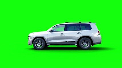 Wall Mural - generic 3d car crash test. car destruction. green screen isolate.