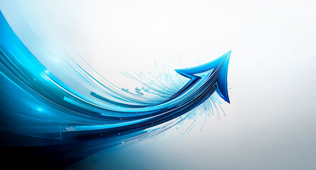 Aufkleber - a dynamic blue arrow streaks upwards and right, conveying forward motion and progress on a gradient 