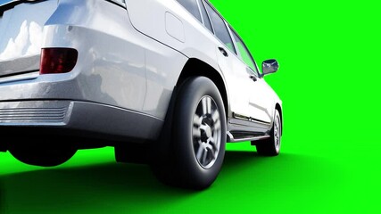 Wall Mural - generic 3d car crash test. car destruction. green screen isolate.