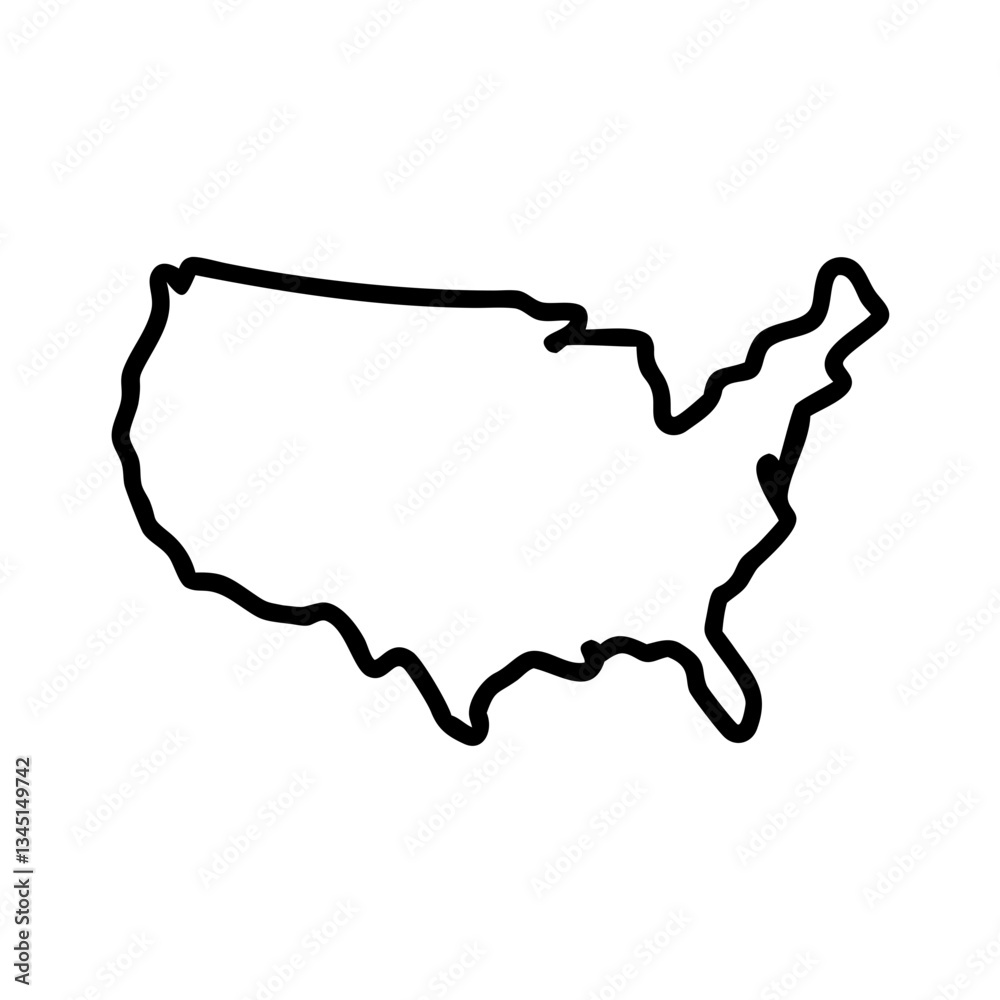United States outline map in black on white background Stock Vector ...
