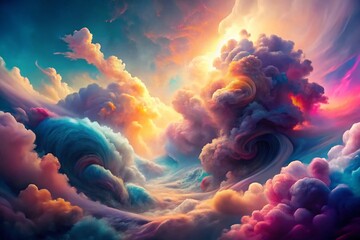 Wall Mural - Abstract Cloud Formations: Digital Art of Swirling Vapor and Celestial Designs