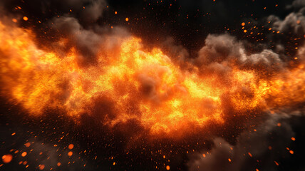 Poster - Colorful orange explosion effect against dark background for striking visuals