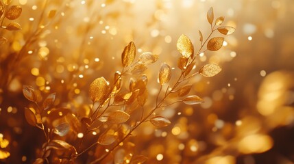 Aufkleber - Glittering autumn leaves swirl in golden sunlight creating an enchanting atmosphere in a tranquil forest setting during the fall season
