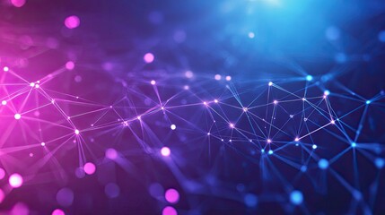 Aufkleber - A visually stunning abstract image of interconnected glowing points forming a digital network on a futuristic deep blue and purple backdrop