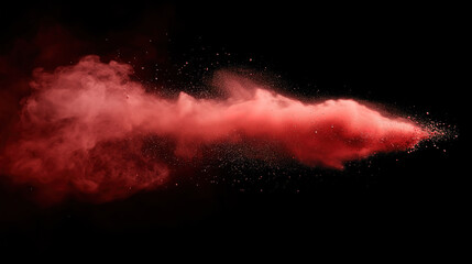 Poster - Dynamic red powder splash frozen in time creating a striking effect on black background