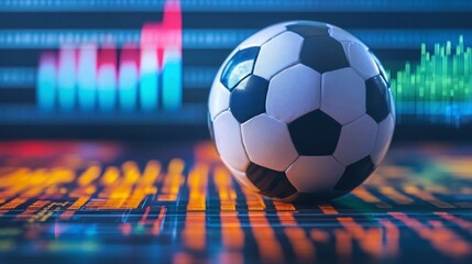 Poster - Soccer ball on financial data screen