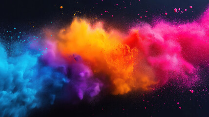 Poster - Vivid multi-color powder blast creating a dramatic effect on a dark background