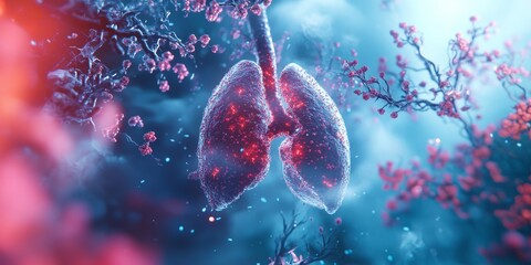 Poster - human lungs with cancerous growth and spread effects background , 8k resolution