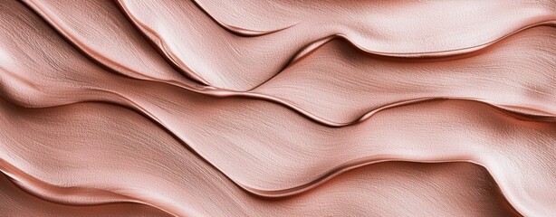 Poster - Smooth, undulating waves of rose gold metallic paint create a luxurious and visually appealing abstract background, perfect for adding a touch of elegance and sophistication to any design project