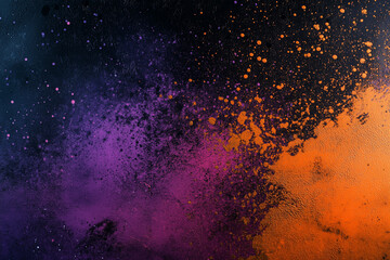 Fototapete - Purple orange black dark blue grainy gradient background, noise texture modern abstract header poster large banner design, copy space