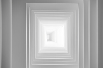 Fototapete - White color technology concept geometric square background. square 3d Modern Abstract white background design. Minimal geometric white light background abstract modern design template