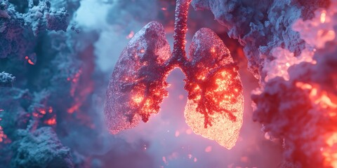 Poster - human lungs with cancerous growth and spread effects background , 8k resolution