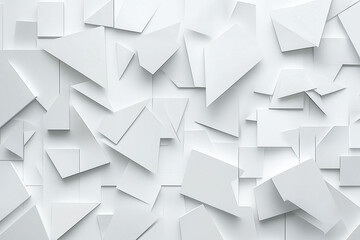 Fototapete - Abstract white background with texture pattern, layered geometric triangle shapes, white and grey glossy squares abstract tech banner design