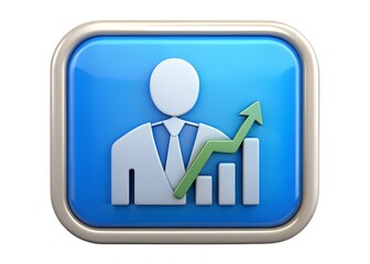 Aufkleber - Rising Career Icon: A sleek, modern icon showcasing a professional silhouette against a vibrant blue backdrop, complemented by an upward trending graph