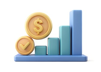 Poster - Financial Growth & Success: A vibrant illustration of financial progress, featuring a rising bar graph and golden coins symbolizing growth and successful investments.