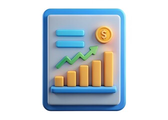Aufkleber - Financial Growth Icon: An icon showcasing a chart with an upward-trending green arrow, symbolizing financial growth and success, with a golden coin