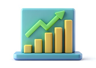 Aufkleber - The Ascent: A stylized graphic illustrating growth and progress, with a green arrow charting upward trajectory over ascending bar graph, representing business and financial success.