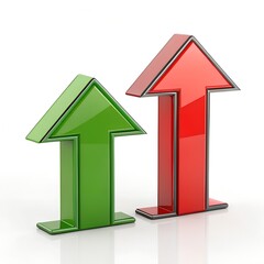 Aufkleber - Rising Indicators: Two vibrant arrows, one green and one red, pointing upwards, symbolizing growth and progress. Capturing the essence of positive change and forward momentum