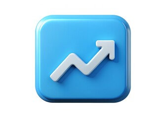 Aufkleber - Ascending Icon: An engaging, three-dimensional icon of a line graph with an upward trend, symbolizing growth and progress, set on a light blue square.