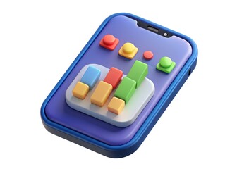 Aufkleber - Smartphone Data Analysis: A vibrant and engaging illustration of a smartphone displaying a colorful data analysis chart, conveying the concepts of technology, business, and information
