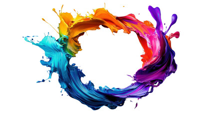 Poster - colorful paint splashing and forming a circle on transparent background