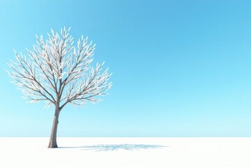 Wall Mural - Isolated branches against pale blue sky on white ground, sky, horizon