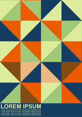 Poster - Abstract geometric background vector triangles, squares and boxes in retro scandinavian style. Abstrac mosaic artwork.Abstract background, Shapes, Geometric shapes, Textured, Creativity - Concept
