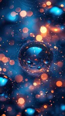 Wall Mural - Spherical object surrounded by blurry lights and delicate interconnected strands