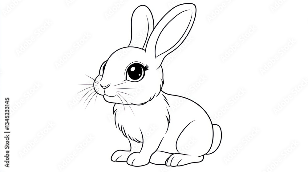 Cute cartoon rabbit coloring page, printable, kids activity ...