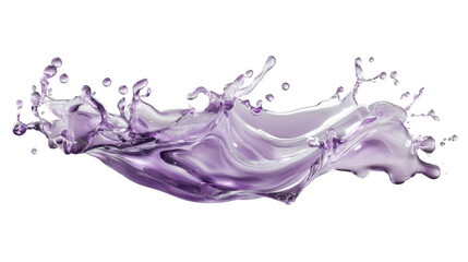 Poster - Purple liquid splashing and making a big wave with transparent background
