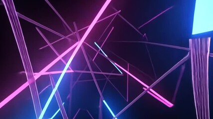 Poster - Abstract neon light geometric shapes background.