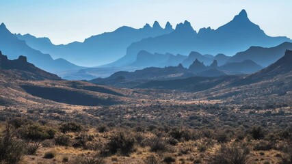 Wall Mural - majestic mountains fading into the distance create a breathtaking view in big bend ranch state park,