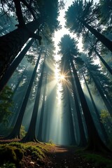 Wall Mural - Tree branches stretching outwards in the forest atmosphere, atmosphere, cloud