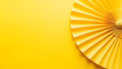 Fototapete - Abstract Yellow Paper Fan on Yellow Background