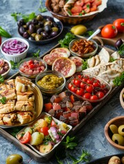 Poster - Catering platter featuring diverse snacks and dishes perfect for events and gatherings with a delightful array of flavors Generative AI