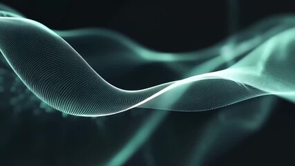 Poster - Abstract teal particle wave on black background.