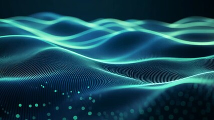 Poster - Abstract teal wave of particles flowing.