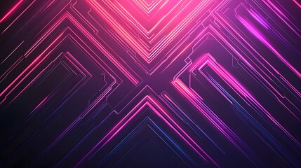 Fototapete - Abstract Neon Lines Pink Purple Glowing Circuit Board Tech Background Digital Art