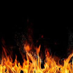 Wall Mural - Realistic Flames Against a Dark Background Generated Image