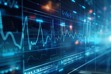 Fototapete - Medical indicators and charts displayed in research facility for analysis of health data trends and patient statistics Generative AI