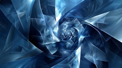 Poster - Explore dynamic blue geometric fractals perfect for modern advertising and creative services in a unique and captivating style Generative AI