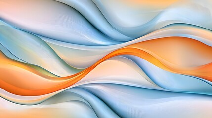 Fototapete - Abstract Orange and Blue Flowing Waves Background