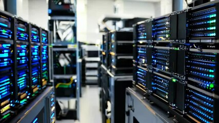 Poster - Data center with multiple server racks operating in a modern facility