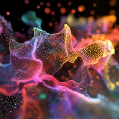 Poster - Colorful Abstract Waves Create a Vibrant Digital Artwork Resembling Cosmic Energy Patterns in a Dark Background