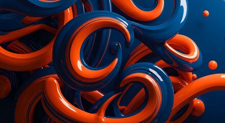Aufkleber - The image is a colorful abstract painting with orange and blue swirls