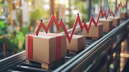 Poster - Boxes with red arrows illustrating efficient business processes and streamlined operations for improved workflow management